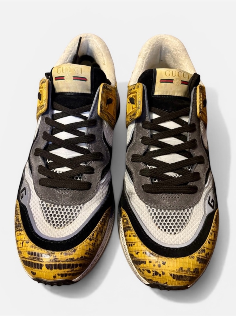 Gucci Gold, Black & White Ultrapace Men's Sneakers - Picture 3 of 6
